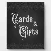 カードとギフトブラックレースゴシッ結婚クのテーブルサイン フォトプラーク (正面)