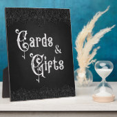 カードとギフトブラックレースゴシッ結婚クのテーブルサイン フォトプラーク (側面)