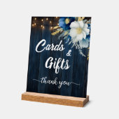 カードとギフトブルーウッドストリングライトフローラ アクリルサイン (傾斜)