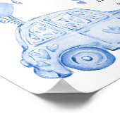 カードとギフトブルーバルーンと車の誕生日 ポスター (角)