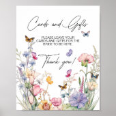カードとギフトブルーワイルドフラワーブライダルシャワー ポスター (正面)