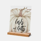 カードとギフトホワイトカボチャ赤ちゃんシャワー アクリルサイン (傾斜)