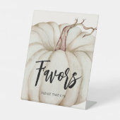 カードとギフトホワイトカボチャ赤ちゃんシャワー 台座サイン (正面)