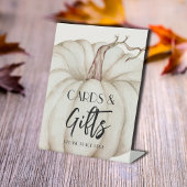 カードとギフトホワイトカボチャ赤ちゃんシャワー 台座サイン