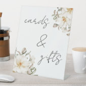 カードとギフトホワイトフローラブライダルシャワースクリプト 台座サイン (インサイチュ)