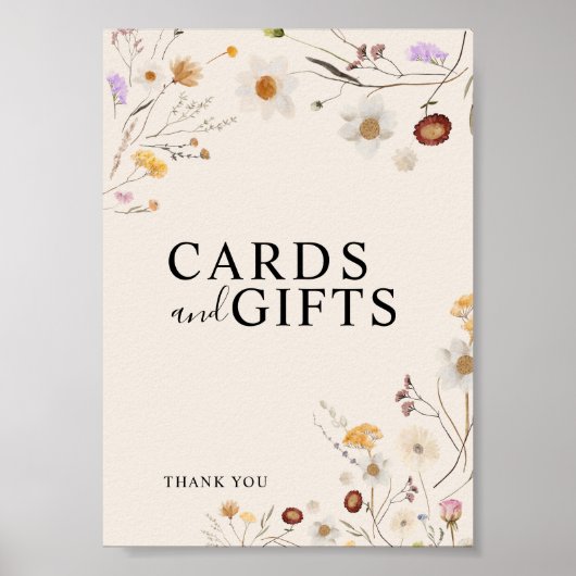 カードとギフトボホ山花結婚のサイン ポスター (正面)