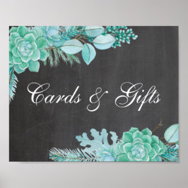 カードとギフトミント多肉質。黒板結婚病 ポスター