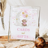 カードとギフトムーンテディベアピンク金ゴールドバルーン ポスター