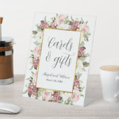 カードとギフトメイブピンク花模様の金ゴールド結婚のサイン 台座サイン (インサイチュ)