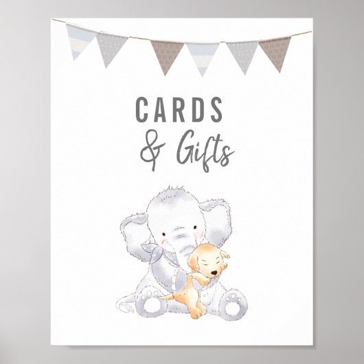 カードとギフトモダンベビー象男女兼用 ポスター (正面)