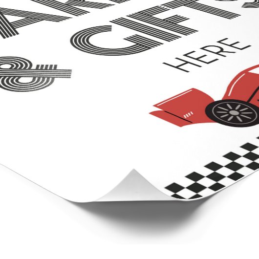 カードとギフトレースカーのパーティー記号 フォトプリント            (角)