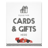 カードとギフトレースカーのパーティー記号 フォトプリント            (正面)