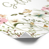 カードとギフトワイルドフラワーのブライダルシャワーサイン ポスター (角)