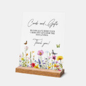 カードとギフトワイルドフラワーチョウ結婚ズ アクリルサイン (傾斜)