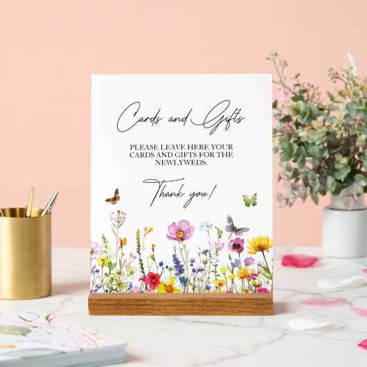 カードとギフトワイルドフラワーチョウ結婚ズ アクリルサイン (ウェディング)