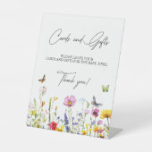 カードとギフトワイルドフラワー蝶ベビーシャワー 台座サイン (正面)