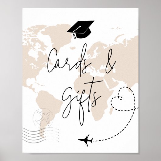 カードとギフトワールドマップ卒業パーティーポスター ポスター (正面)