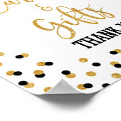 カードとギフト卒業パーティーのサインブラック金ゴールド ポスター (角)