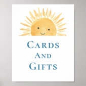 カードとギフト太陽をテーマにした赤ちゃんシャワーのサイン ポスター (正面)