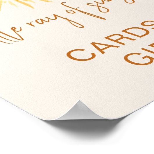 カードとギフト太陽をテーマにした赤ちゃんシャワーのサイン ポスター (角)