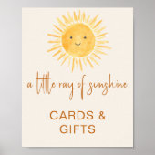 カードとギフト太陽をテーマにした赤ちゃんシャワーのサイン ポスター (正面)