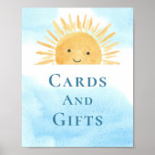 カードとギフト太陽をテーマにした赤ちゃんシャワーのサイン ポスター (正面)