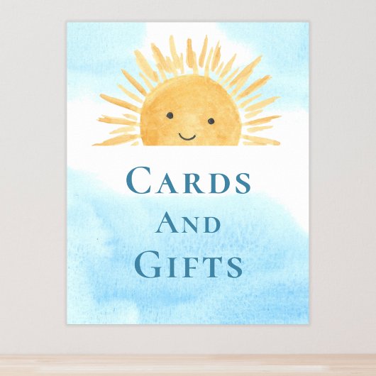 カードとギフト太陽をテーマにした赤ちゃんシャワーのサイン ポスター