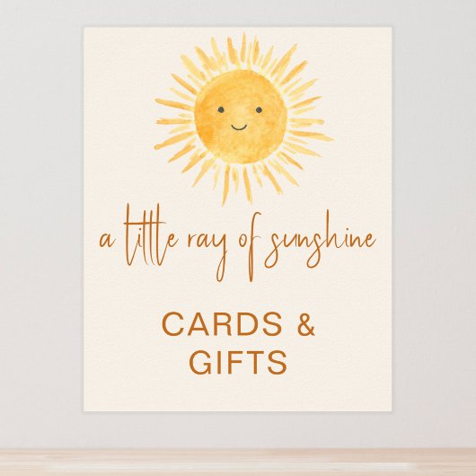 カードとギフト太陽をテーマにした赤ちゃんシャワーのサイン ポスター
