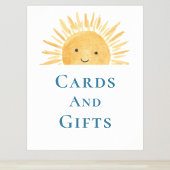 カードとギフト太陽をテーマにした赤ちゃんシャワーのサイン ポスター