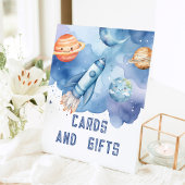 カードとギフト宇宙惑星の誕生日パーティー 台座サイン