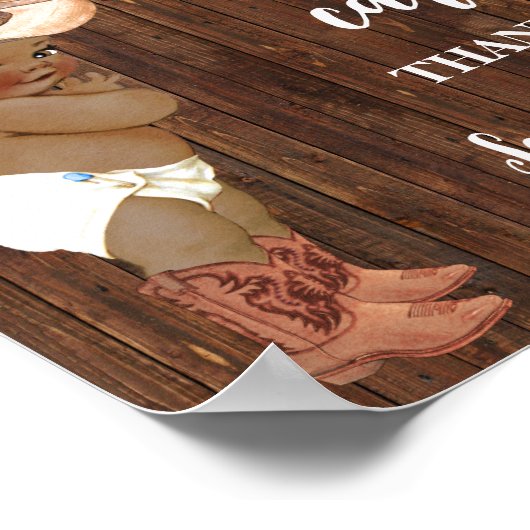 カードとギフト小さなオウムカウボーイベビーシャワーのサイン ポスター (角)