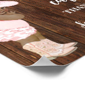 カードとギフト小さなオウム女性のカーボーイ赤ちゃんシャワーのサイン ポスター (角)