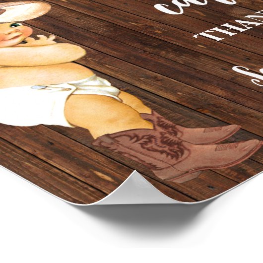 カードとギフト小さなカウボーイ赤ちゃんシャワーのサイン ポスター (角)