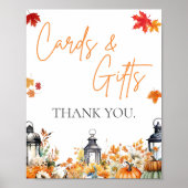 カードとギフト小さなカボチャ赤ちゃんシャワーのサイン ポスター (正面)