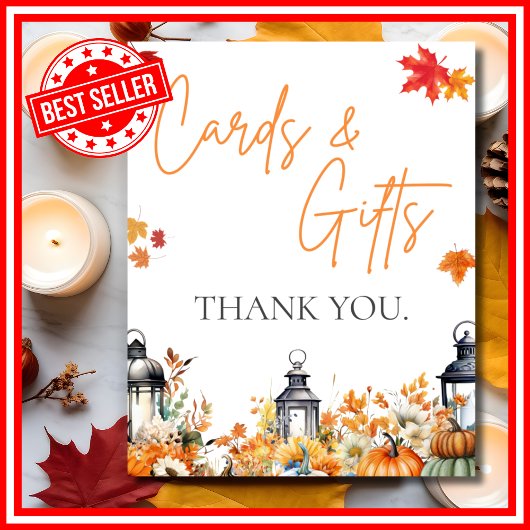 カードとギフト小さなカボチャ赤ちゃんシャワーのサイン ポスター