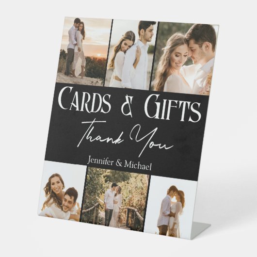 カードとギフト感謝していお客様6枚の写真コラ結婚ージ 台座サイン (正面)