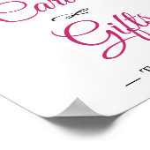 カードとギフト明るい赤紫色金ゴールド結婚フローラの標識 ポスター (角)