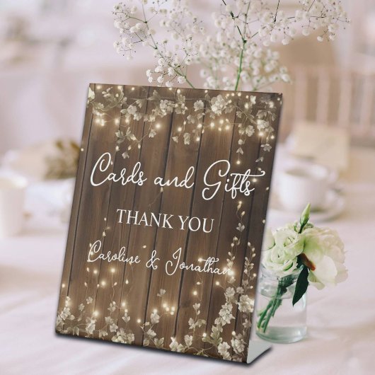 カードとギフト木製のサイン文字列ライトホワイトフローラ 台座サイン