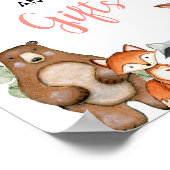 カードとギフト森の緑のピンクの赤ちゃんシャワー ポスター (角)