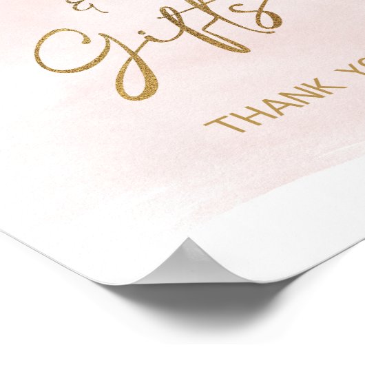 カードとギフト水の色の赤面と金ゴールドシャワーのサイン ポスター (角)