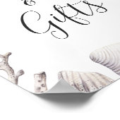 カードとギフト水の色ホワイトシーシェルビーチ ポスター (角)