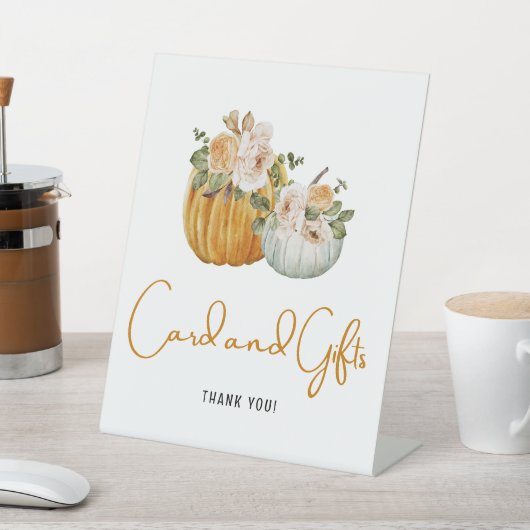 カードとギフト水彩秋ベビーシャワー 台座サイン (インサイチュ)