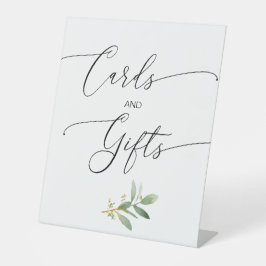 カードとギフト水彩葉台座の看板 台座サイン