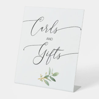 カードとギフト水彩葉台座の看板 台座サイン