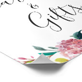 カードとギフト水色パステルシックフローラサイン ポスター (角)