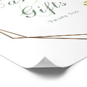 カードとギフト水色フローラ金ゴールド八角形 ポスター (角)