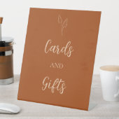 カードとギフト焼けオレンジのボホ銅結婚の 台座サイン (インサイチュ)