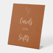 カードとギフト焼けオレンジのボホ銅結婚の 台座サイン (正面)