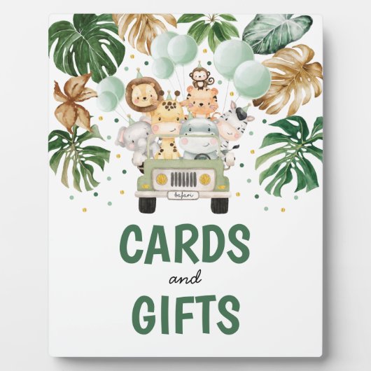カードとギフト熱帯サファリ動物ベビーシャワー フォトプラーク (正面)
