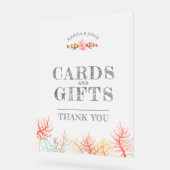 カードとギフト珊瑚と魚の結婚水色 アクリルサイン (傾斜)